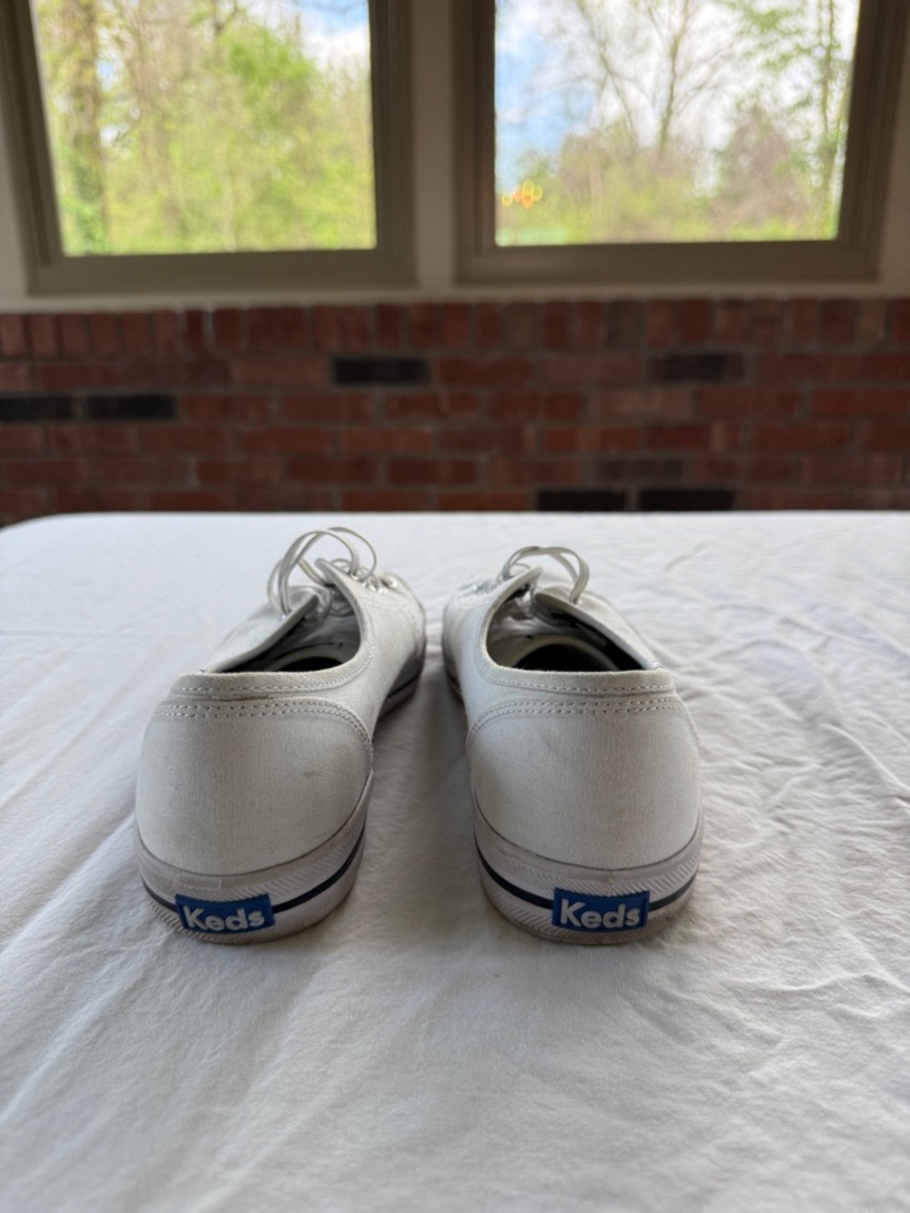 Keds White Canvas Low-Top Sneakers with Black Sole Stripe - Picture 4 of 5